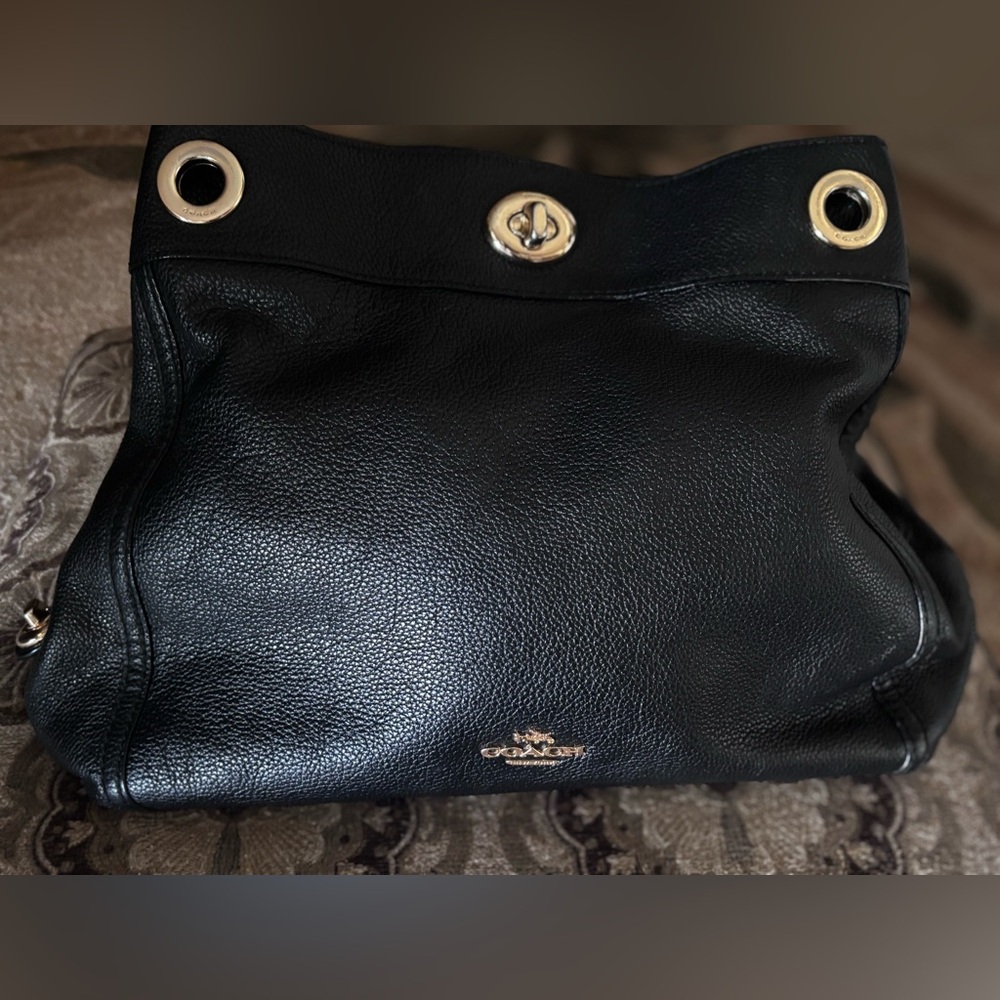 Coach Black Leather Shoulder Bag